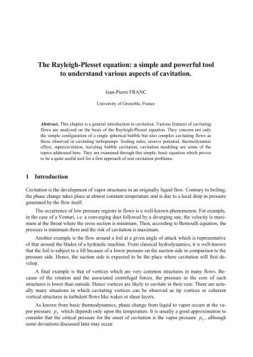 Fluid Dynamics of Cavitation and Cavitating Turbopumps