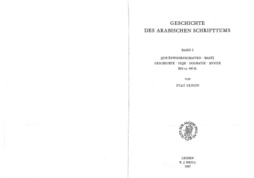 Geschichte des arabischen Schrifttums