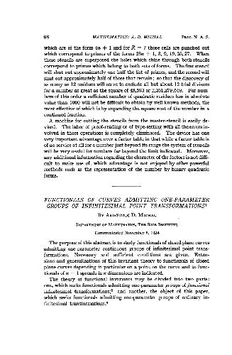 Functionals of Curves Admitting One-Parameter Groups of Infinitesimal Point Transformation