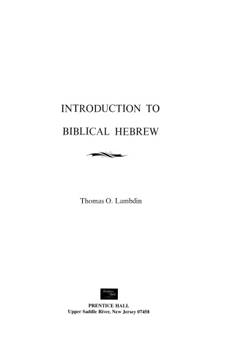 Introduction to Biblical Hebrew
