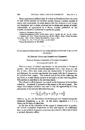 Further Experiments on the Refraction of X-Rays in Pyrites