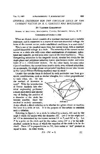 General Criterion for the Circular Locus of the Current Vector in A. C. Circuits and Machinery