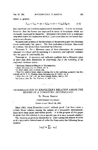 Generalization of Kroneckers Relation among the Minors of a Symmetric Determinant