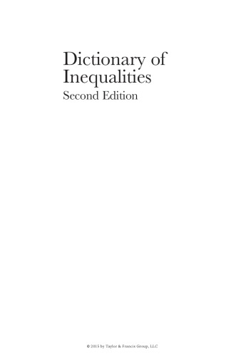 Dictionary of Inequalities