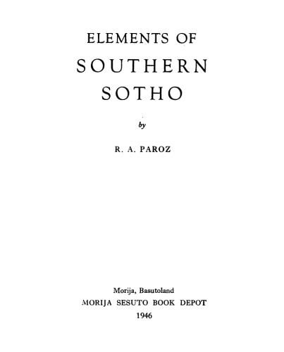 Elements of Southern Sotho