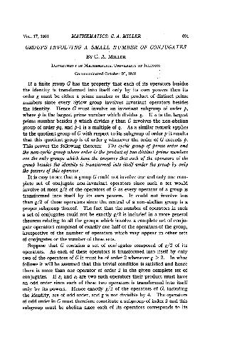 Groups Involving a Small Number of Conjugates