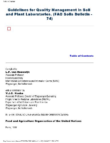 Guidelines for Quality Management in Soil and Plant Laboratories