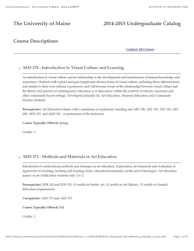 The University of Maine 2014–2015 Undergraduate Catalog