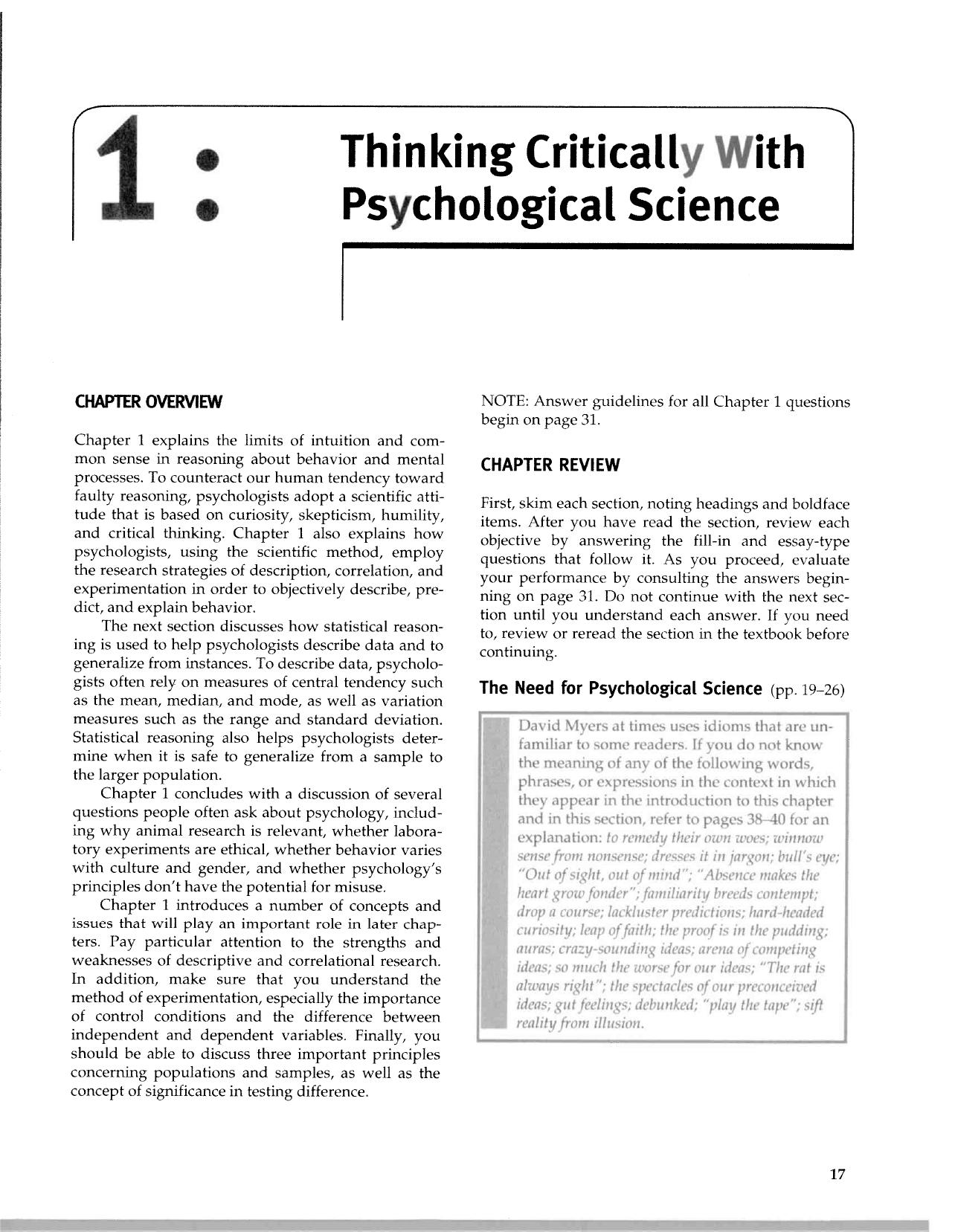 Psychology, Student Study Guide