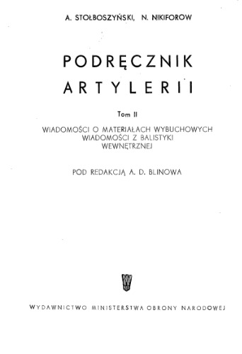 Podrecznik Artylerii Balistyka wewnętrzna i mat. wybuchowe
