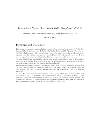 Instructor’s Manual for Probabilistic Graphical Models