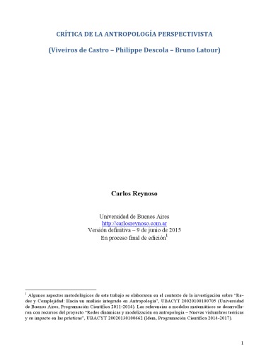 Critica de la Antropologia perspectivista