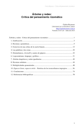 Árboles y redes: Crítica del pensamiento rizomático