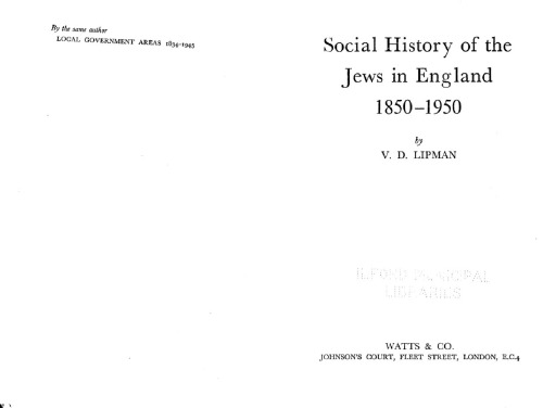 Social history of the Jews in England, 1850-1950