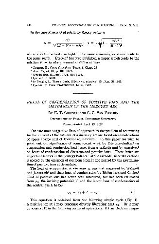 Heats of Condensation of Positive Ions and the Mechanism of the Mercury Arc
