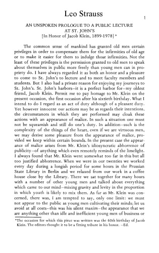 An Unspoken PROLOGUE TO A PUBLIC LECTURE