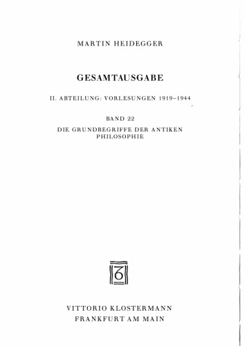 Grundbegriffe der antiken Philosophie