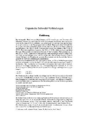 Houben-Weyl Methods in Organic Chemistry: Organosulfur Compounds