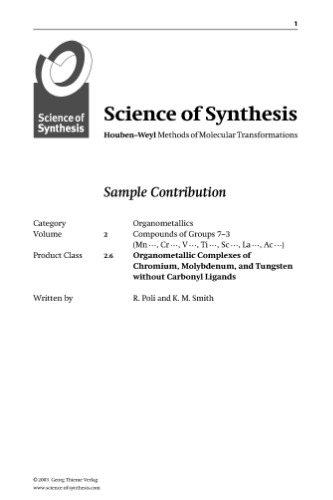 Science of Synthesis: Houben-Weyl Methods of Molecular Transformations: Category 1: Organometallics