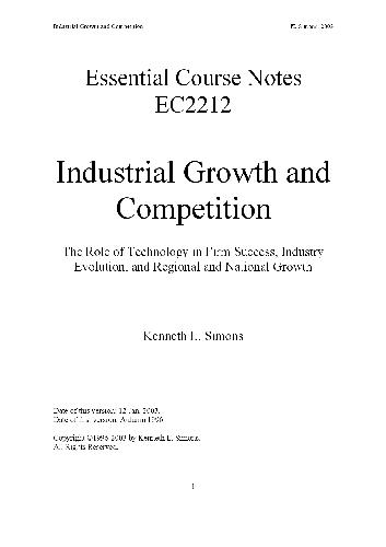 Industrial Growth and Competition