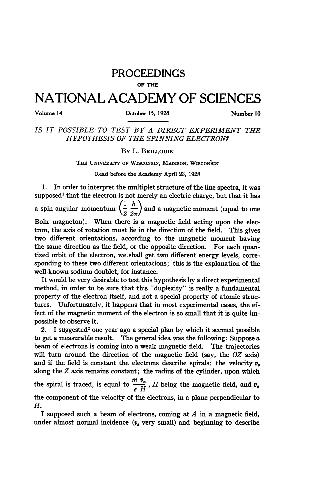 Is It Possible to Test by a Direct Experiment the Hypothesis of the Spinning Electron