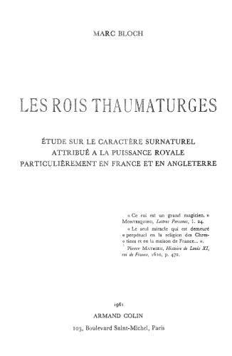 Les rois thaumaturges