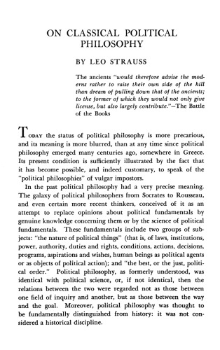 [Article] On Classical Political Philosophy