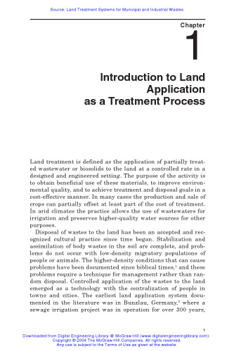 Land Treatment Systems for Municipal and Industrial Wastes