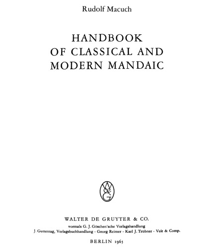 Handbook of Classical and Modern Mandaic