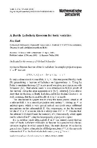Lefschetz theorem for toric varieties