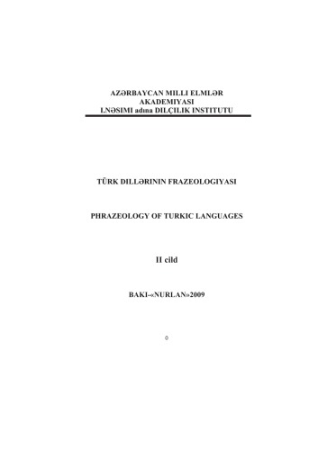 Türk dillərinin Frazeologiyası