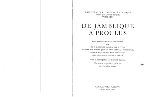 De Jamblique à Proclus