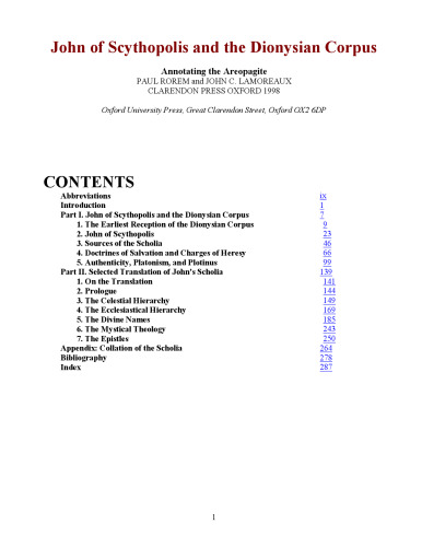 John of Scythopolis and the Dionysian Corpus: Annotating the Areopagite