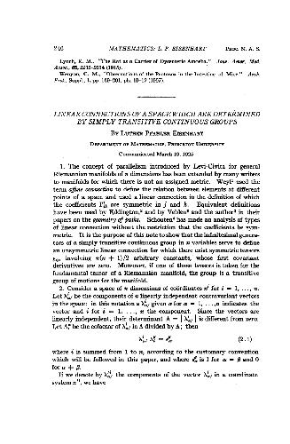 Linear Connections of a Space Which Are Determined by Simply Transitive Continuous Groups