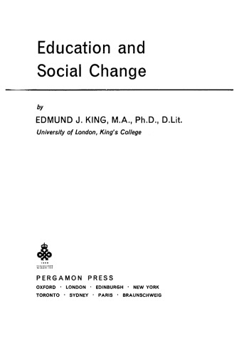Education and Social Change: The Commonwealth and International Library: Education and Educational Research Division