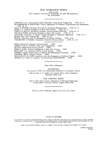 Artificial Intelligence in Real-Time Control 1989: Proceedings of the Ifac Workshop, Shenyang, People's Republic of China, 19-21 September 1989