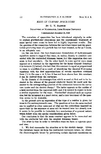 Mass in Curved Space-Time