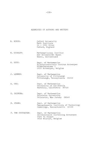 Modular Functions of One: Proceedings