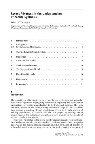 Molecular Sieves - Science and Technology