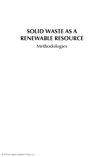 Solid Waste as a Renewable Resource: Methodologies