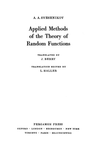Applied methods of the theory of random functions