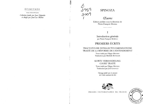Traité de la Réforme de l'Entendement (latin + trad)