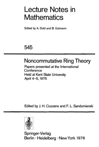 Noncommutative Ring Theory