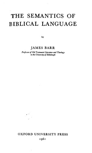 The Semantics of Biblical Language