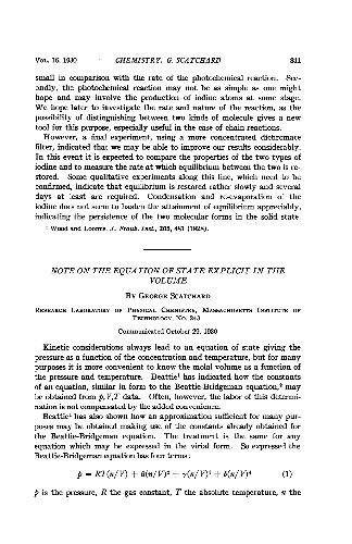 Note on the equation of state explicit in the