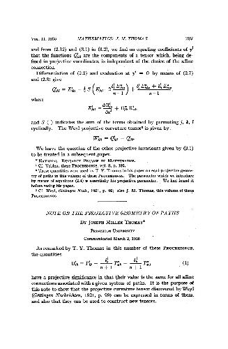 Note on the Projective Geometry of Paths