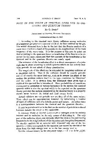 Note on the Width of Spectral Lines Due to Collisions and Quantum Theory