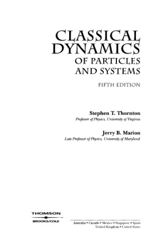 Classical Dynamics of Particles and Systems