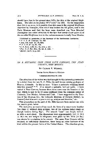 On a Meteoric Iron from Four Corners, San Juan County, New Mexico