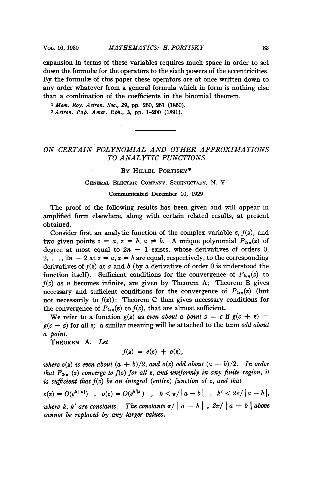 On Certain Polynomial and Other Approximations to Analytic Functions